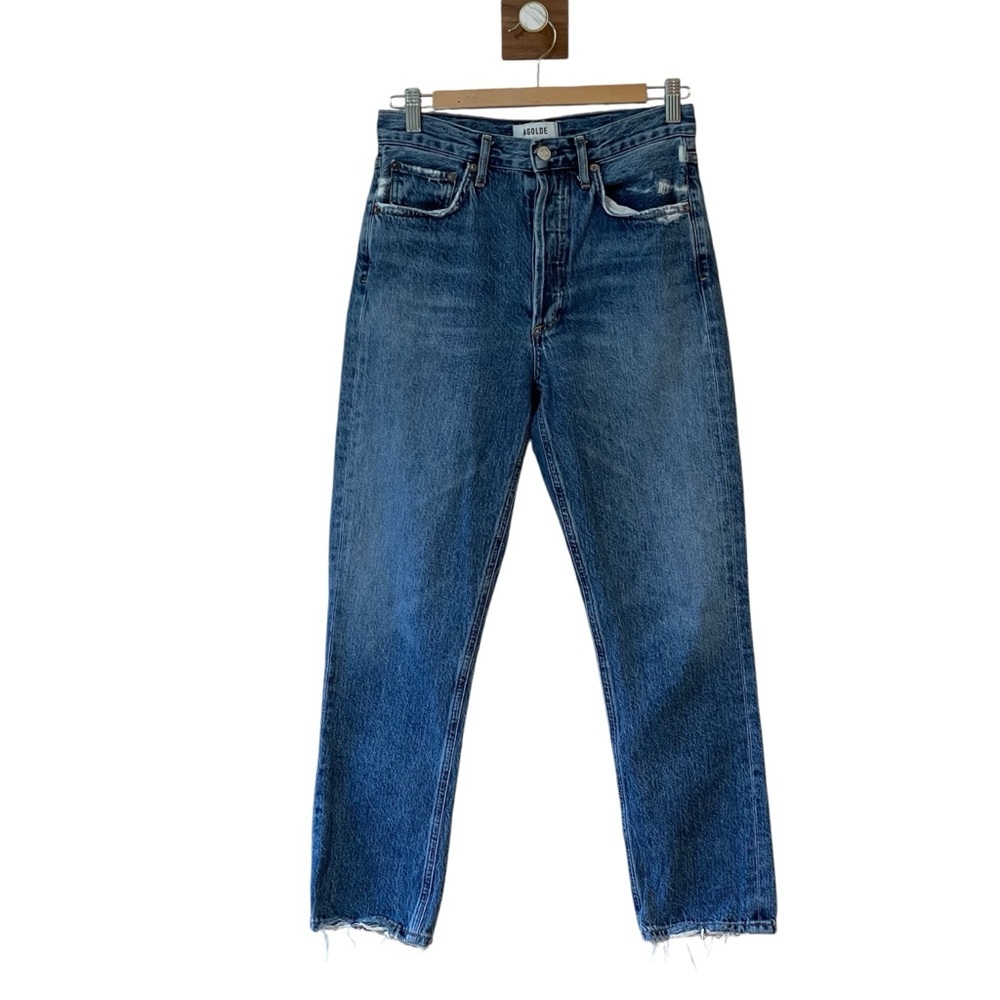 Agolde Riley High Rise Cropped Straight Jeans in Frequency - Picture 2 of 16
